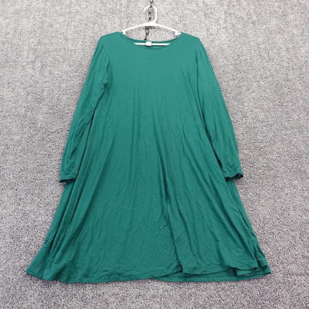 Old Navy Swing Dress Womens Large Green Long Sleeve Rayon Spandex Casual Knit L
